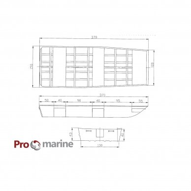 Aliuminio valtis ProMarine BY370 Jon Boat (ilgis 3,7m., plotis 1,5m) 3