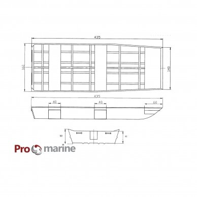 Aliuminio valtis ProMarine BY430 Jon Boat (ilgis 4,3m., plotis 1,6m) 3