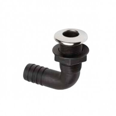 Drainage part-fitting (90°, 3/4", black, nylon, ss316 cover)