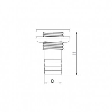 Drenažo detalė - fitingas Promarine 1/2 colio  (12,7mm), ner. plienas 1