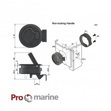 Latch Plastic Flush Pull Boat Latch with key (diam 61mm, Material:Nylon) 4