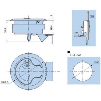 Latch Plastic Flush Pull Boat Latch with key (diam 61mm, Material:Nylon) 6