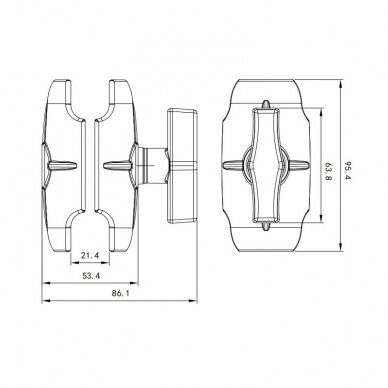 Double Socket Arm, C size, 9cm 3