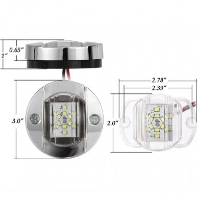 Navigacinė šviesa balta (stern) vert. montavimo (12xLED, 12v, SS304) 3