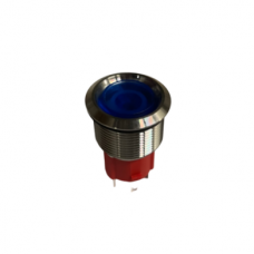 Stainless Steel Button Switch (on-off, 19mm, 15A, 12/24v, blue LED)