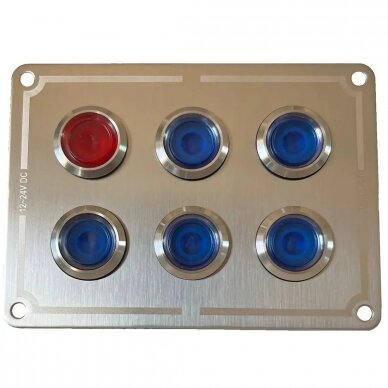 Waterproof Stainless Steel Button Switch Panel (80x110 mm stainless steel, 6 switches)