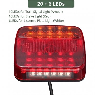 Priekabos LED žibintas, 12v, 10+10+6LED, 1 vnt 3