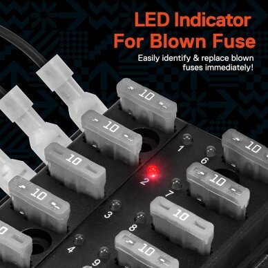 Blade fuse block, with LED light indication, 12 fuses 1