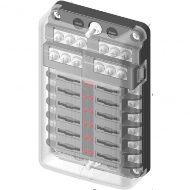 Blade fuse block, with LED light indication, 12 fuses