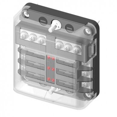 Blade fuse block, with LED light indication, 6 fuses