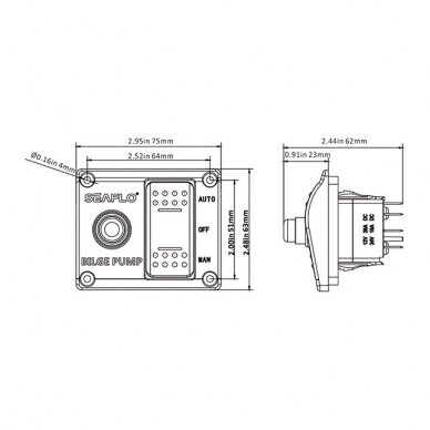 Seaflo triumo pompos jungiklio panelė, 12v & 24v 2