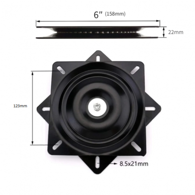 Sėdynės sukiojimosi mechanizmas 15cm, su guoliu, plienas 2