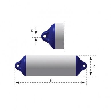 Valties bortų apsauga OCEAN Fender Heavy Duty (H3, fenderis, 16x56 cm, Balta/Mėlyna) 1